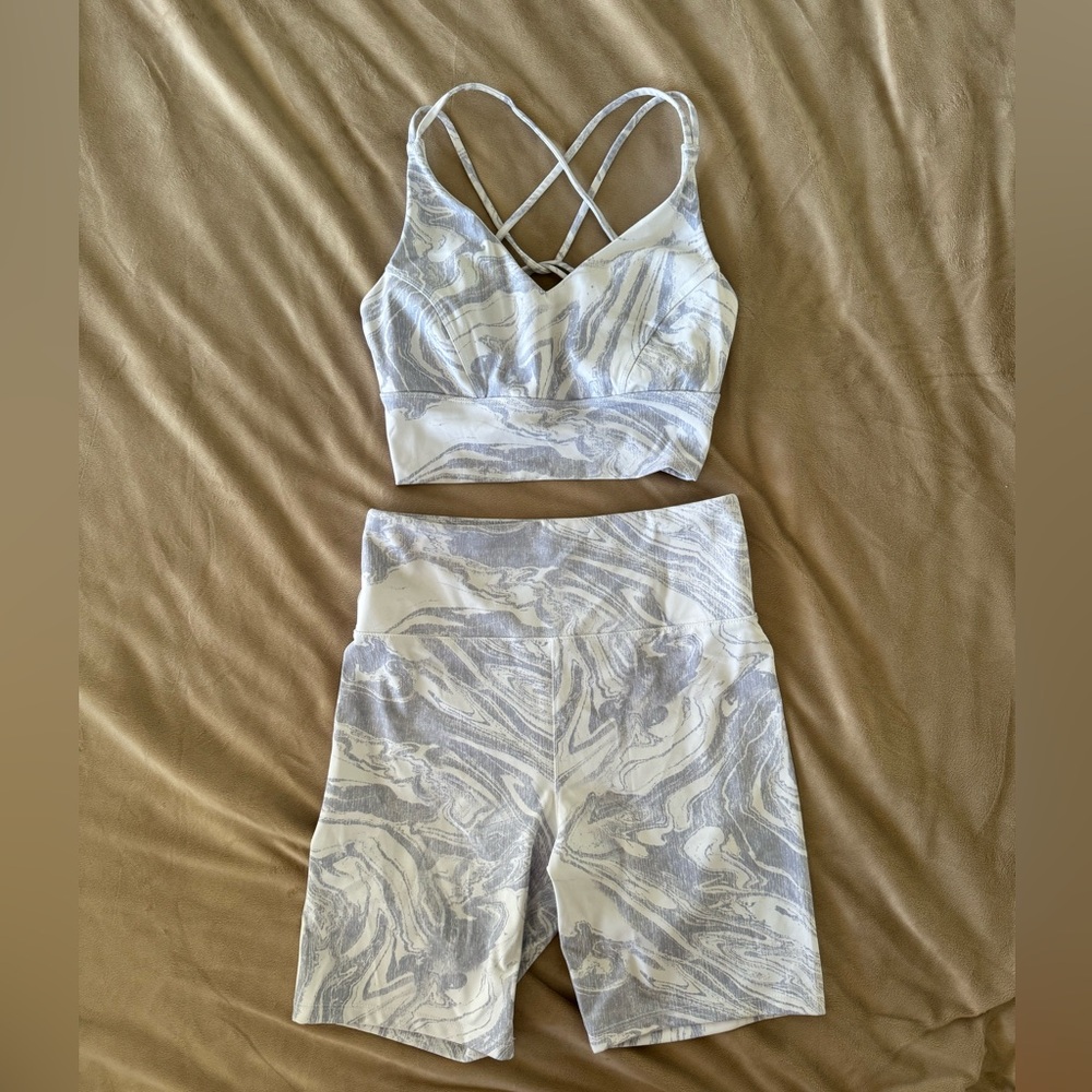 forever 21 biker shorts and a sports bra matching set